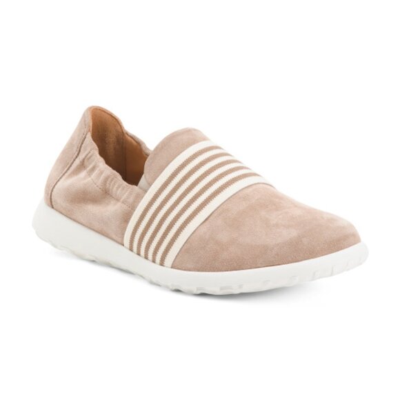 NEW GANTER Suede Gabby slip on Comfort Loafers unisex in taupe 7254j2 - Picture 2 of 5